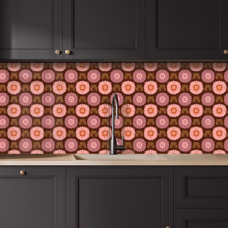 Retro - Madelief - Roze keuken achterwand 2 middel 871 -sfeer1