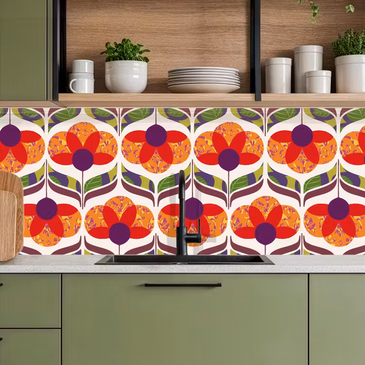 Retro - Flower Power - Vintage - Kleuren keuken achterwand 2 middel 871 -sfeer3
