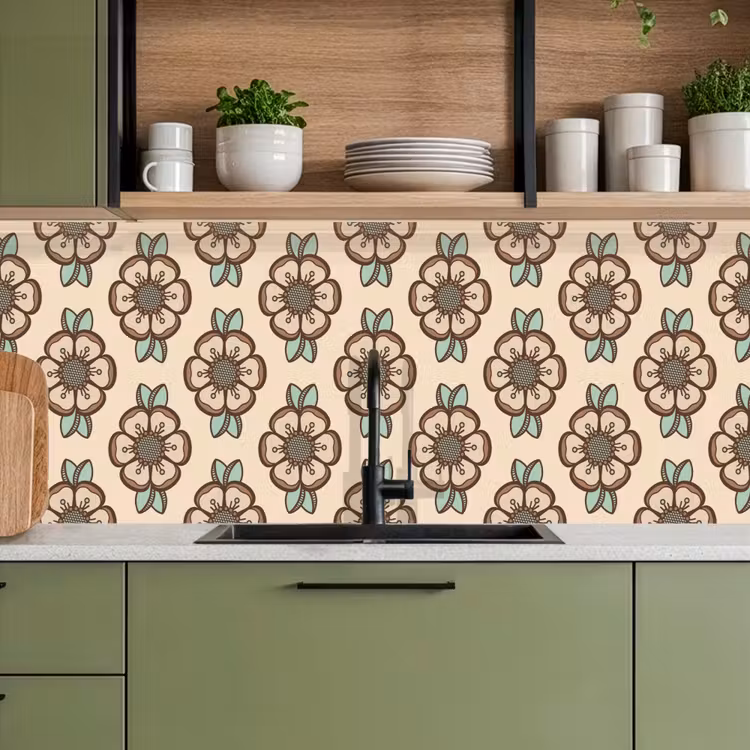 Retro - Bloemen - Design keuken achterwand 2 middel 871 -sfeer3