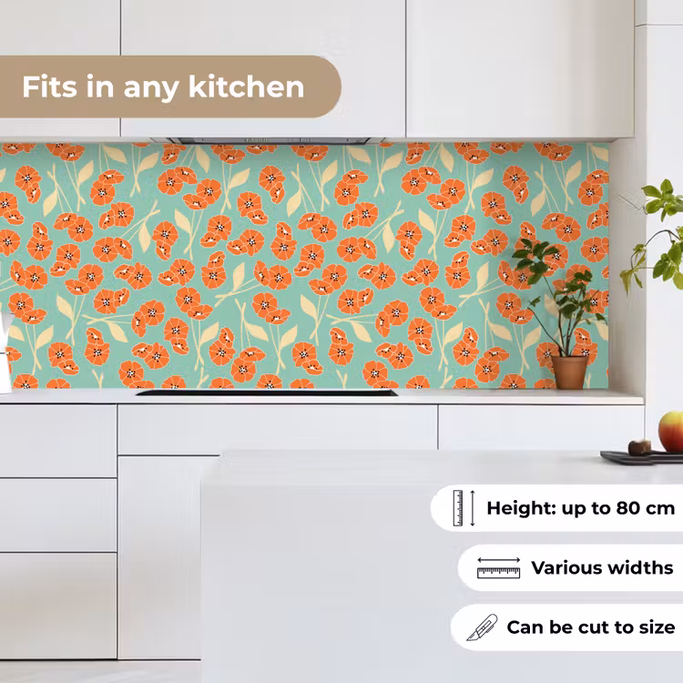 Retro - Bloemen - Design - Oranje keuken achterwand 2 middel 871 -sfeer4_UK