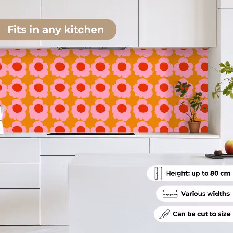 Retro - Bloemen - Roze keuken achterwand 2 middel 871 -sfeer4_UK
