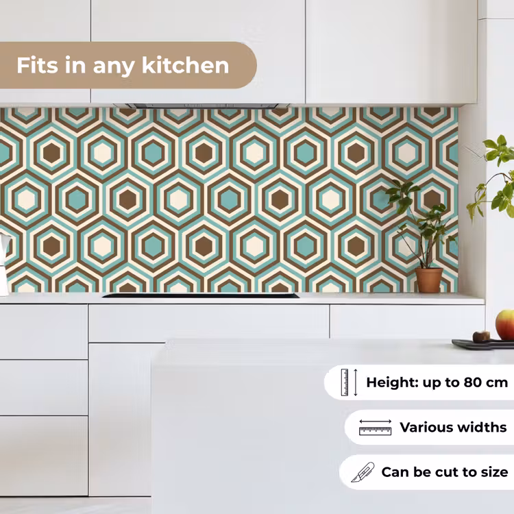 Retro - Honeycomb - Blauw - Bruin keuken achterwand 2 middel 871 -sfeer4_UK