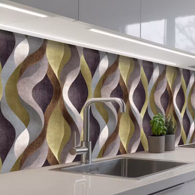 Retro - Banen - Kleurrijk keuken achterwand 2 groot 857 -3d_schuin