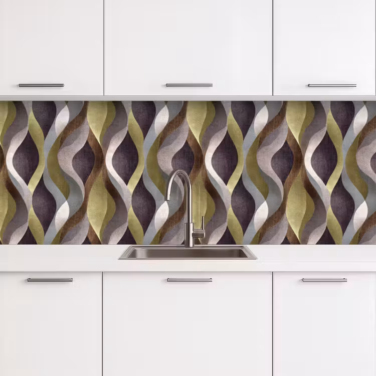 Retro - Banen - Kleurrijk keuken achterwand 2 groot 857 -3d