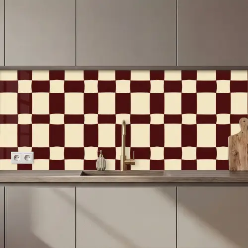 Retro - Patroon - Bruin keuken achterwand 2 middel 871 zz_3dshopping