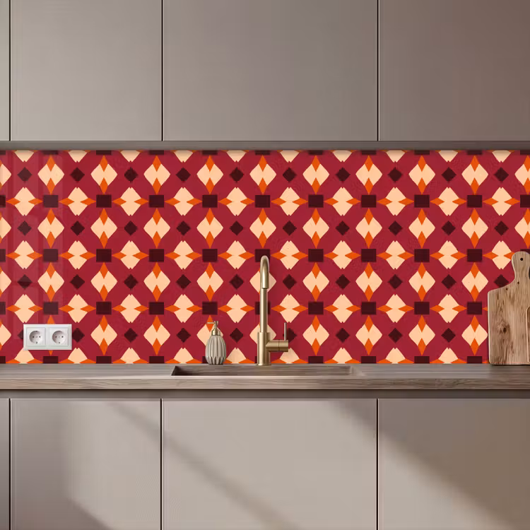 Retro - Patroon - Kleurrijk keuken achterwand 2 middel 871 zz_3dshopping