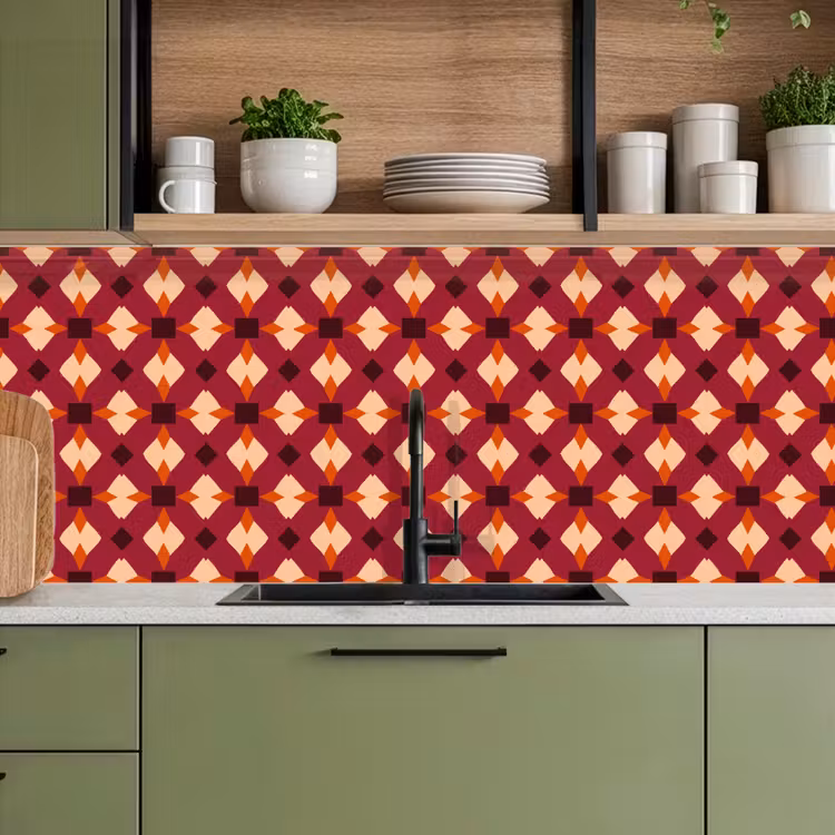 Retro - Patroon - Kleurrijk keuken achterwand 2 middel 871 -sfeer3