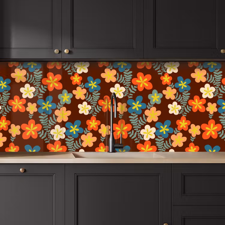 Retro - Patronen - Bloemen - Jaren 70 keuken achterwand 2 middel 871 -sfeer1