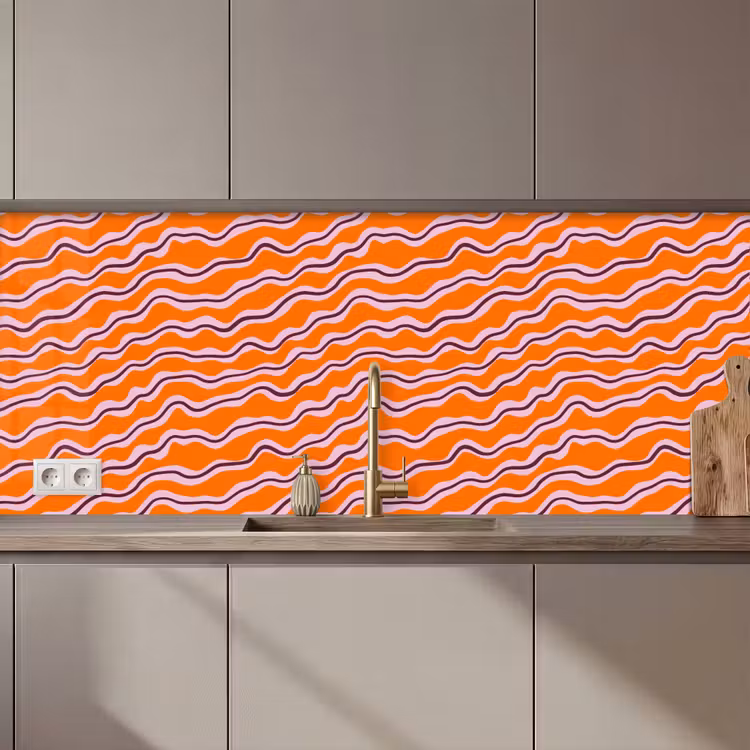 Retro - Golvend - Oranje keuken achterwand 2 middel 871 zz_3dshopping