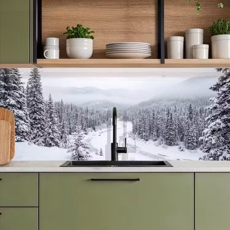 Rivier - Bevroren - Landschap - Winter keuken achterwand 2 middel -sfeer3
