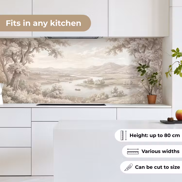 Rivierlandschap - Bergen - Natuur - Vintage - Beige keuken achterwand 2 middel -sfeer4_UK