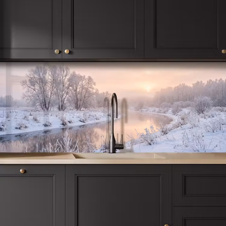 Rivier - Winter - Landschap - Sneeuw - Zonsopgang keuken achterwand 2 middel -sfeer1