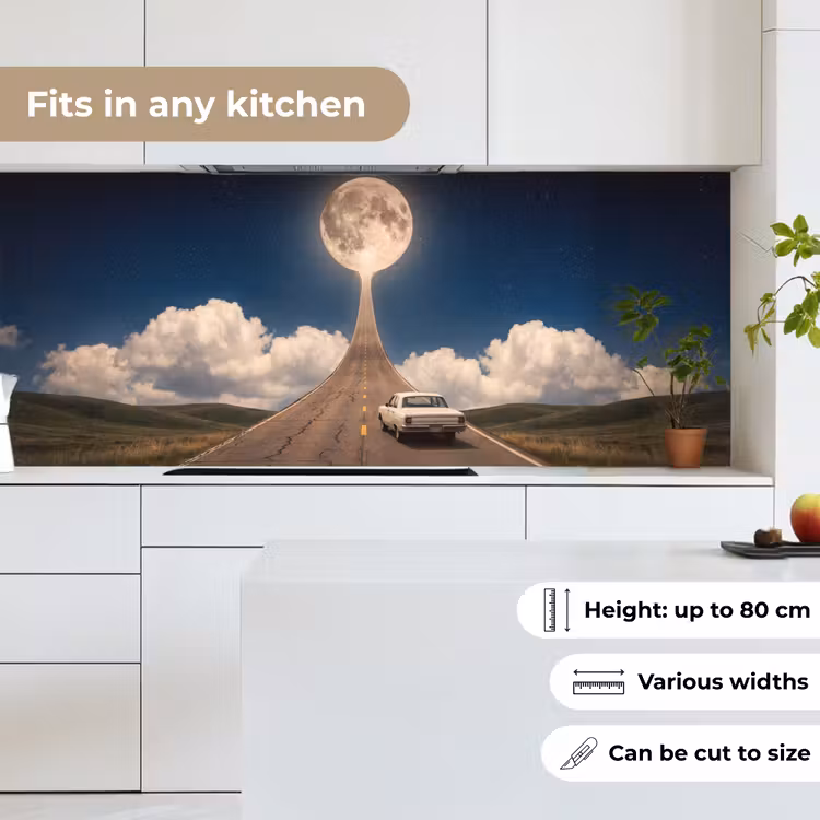 Kitchen Wall Splashback - Road - Moon - Night - Weg - Maan - Nacht keuken achterwand 2 middel