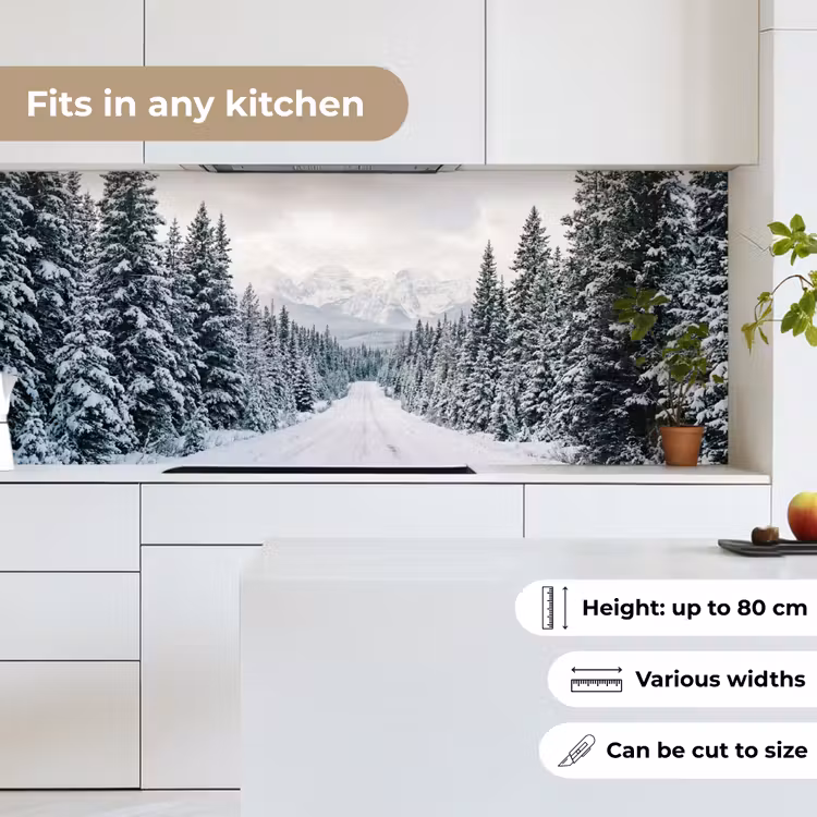 Weg - Sneeuw - Naaldbos - Winter - Avontuurlijk keuken achterwand 2 middel -sfeer4_UK