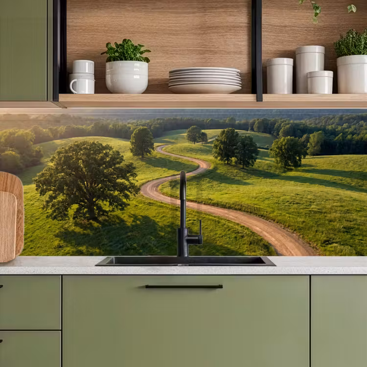 Weg - Weide - Natuur - Groen keuken achterwand 2 middel -sfeer3