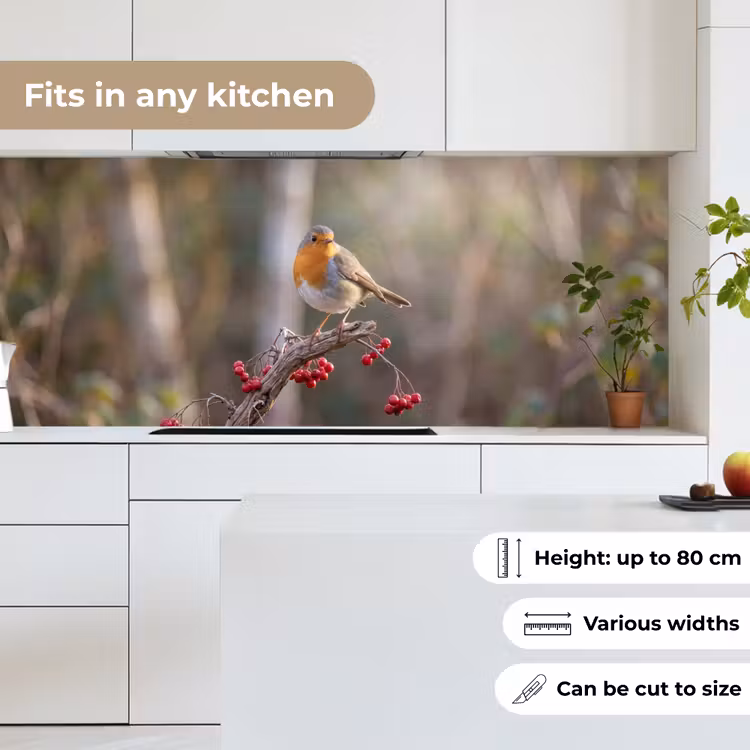 Roodborst - Tak - Bessen - Natuur keuken achterwand 2 middel -sfeer4_UK