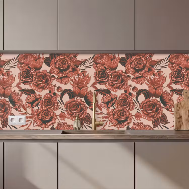 Roos - Patroon - Bloemen keuken achterwand 2 middel 871 zz_3dshopping