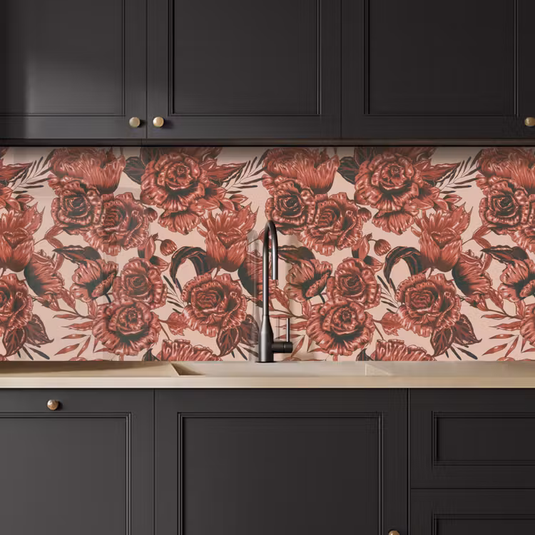 Roos - Patroon - Bloemen keuken achterwand 2 middel 871 -sfeer1