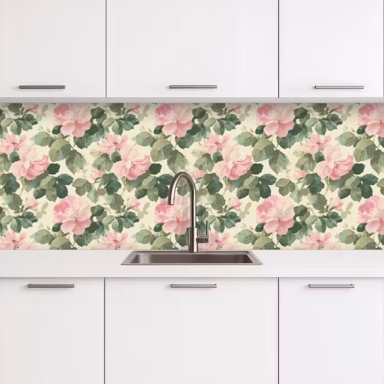 Rozen - Botanisch - Roze keuken achterwand 2 groot 857 -3d