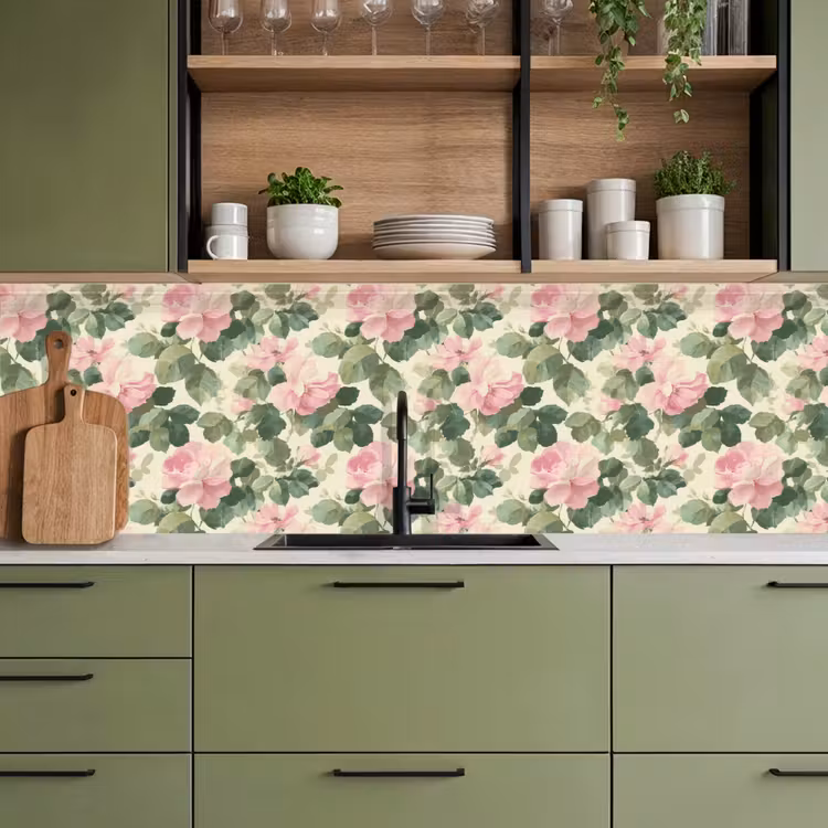 Rozen - Botanisch - Roze keuken achterwand 2 groot 857 -sfeer3