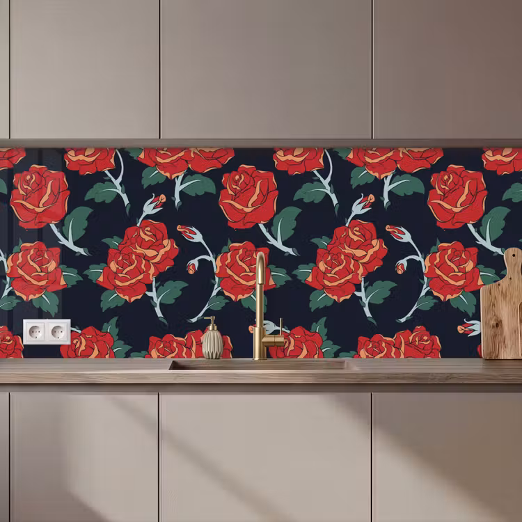 Rozen - Bloem - Patroon - Rood keuken achterwand 2 middel 871 zz_3dshopping