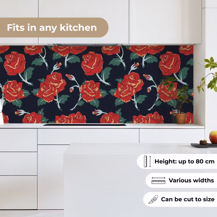 Rozen - Bloem - Patroon - Rood keuken achterwand 2 middel 871 -sfeer4_UK