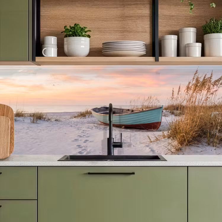 Rustiek - Roeiboot - Zandstrand keuken achterwand 2 middel -sfeer3