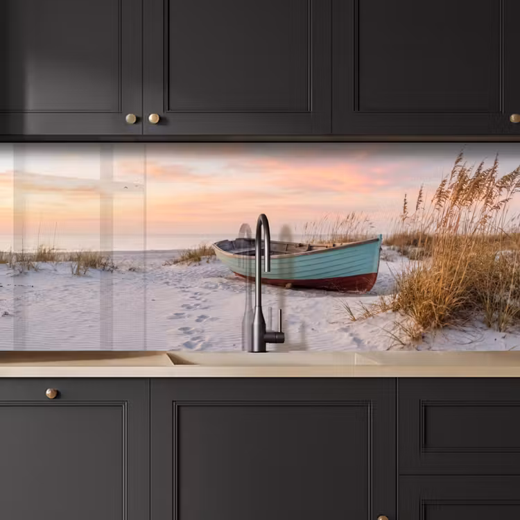 Rustiek - Roeiboot - Zandstrand keuken achterwand 2 middel -sfeer1