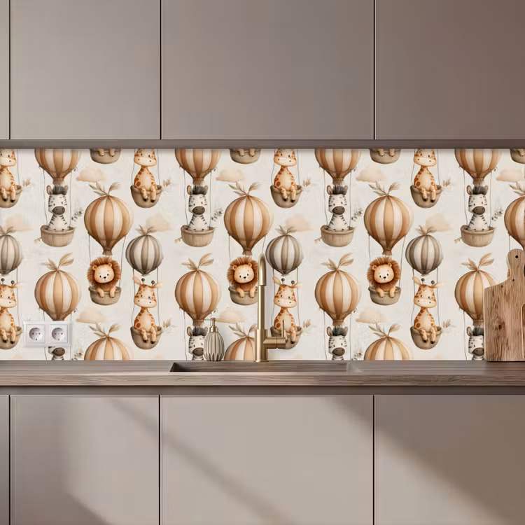 Safari - Luchtballonen - Taupe keuken achterwand 2 middel 871 zz_3dshopping