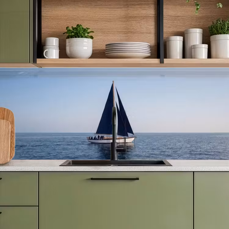 Zeilboot - Zee - Blauw keuken achterwand 2 middel -sfeer3