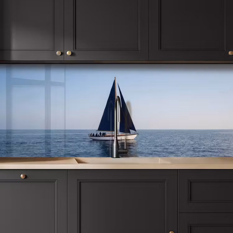 Zeilboot - Zee - Blauw keuken achterwand 2 middel -sfeer1