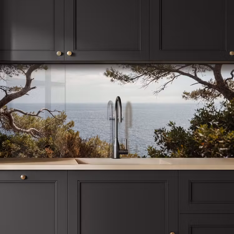 Kitchen Wall Splashback - Sailboat - trees - water - Zeilboot - bomen - water keuken achterwand 2 middel