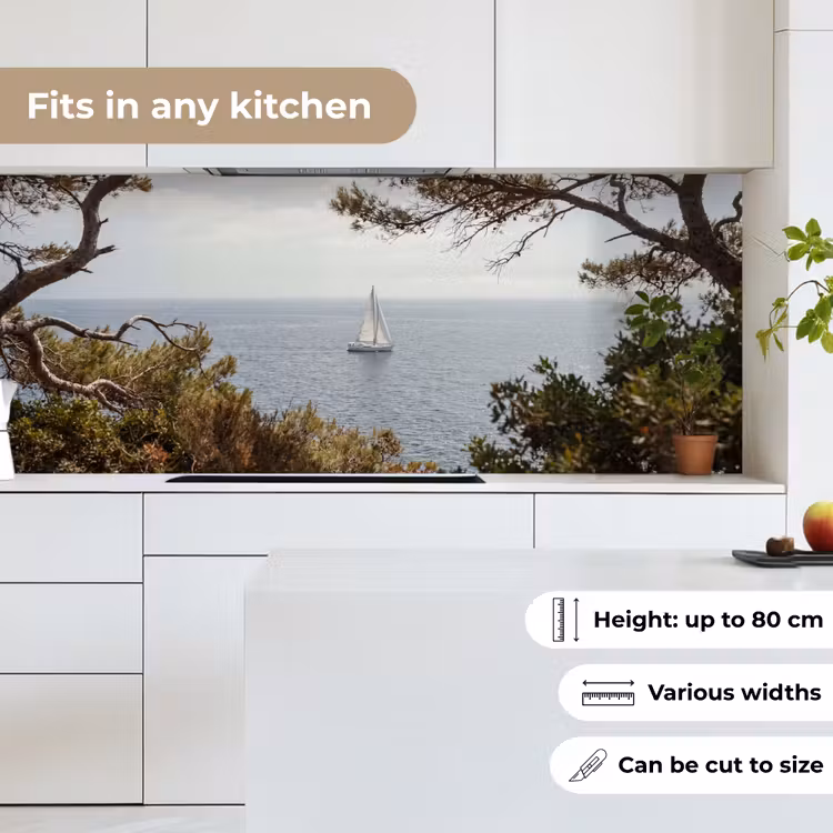 Kitchen Wall Splashback - Sailboat - trees - water - Zeilboot - bomen - water keuken achterwand 2 middel