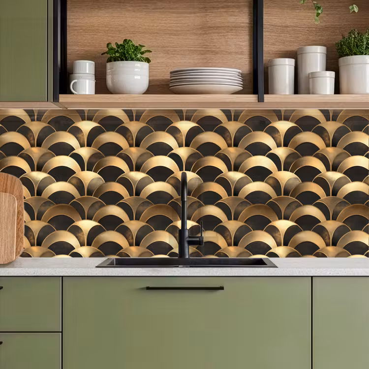 Schubben - Structuur - Goud keuken achterwand 2 middel 871 -sfeer3