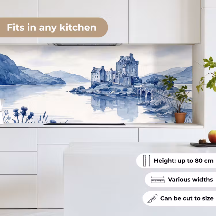 Schots - Kasteel - Blauw - Aquarel keuken achterwand 2 middel -sfeer4_UK
