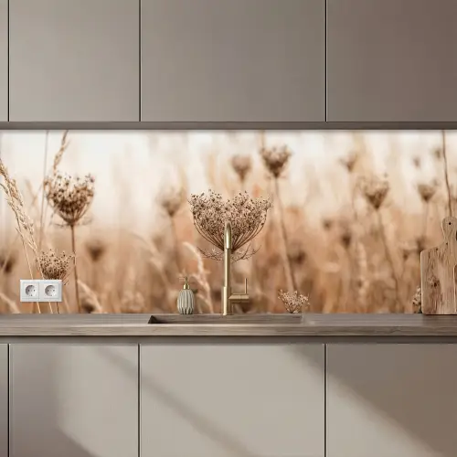 Schermbloem - Droogbloem - Winter - Beige - Minimalistisch keuken achterwand 2 middel zz_3dshopping