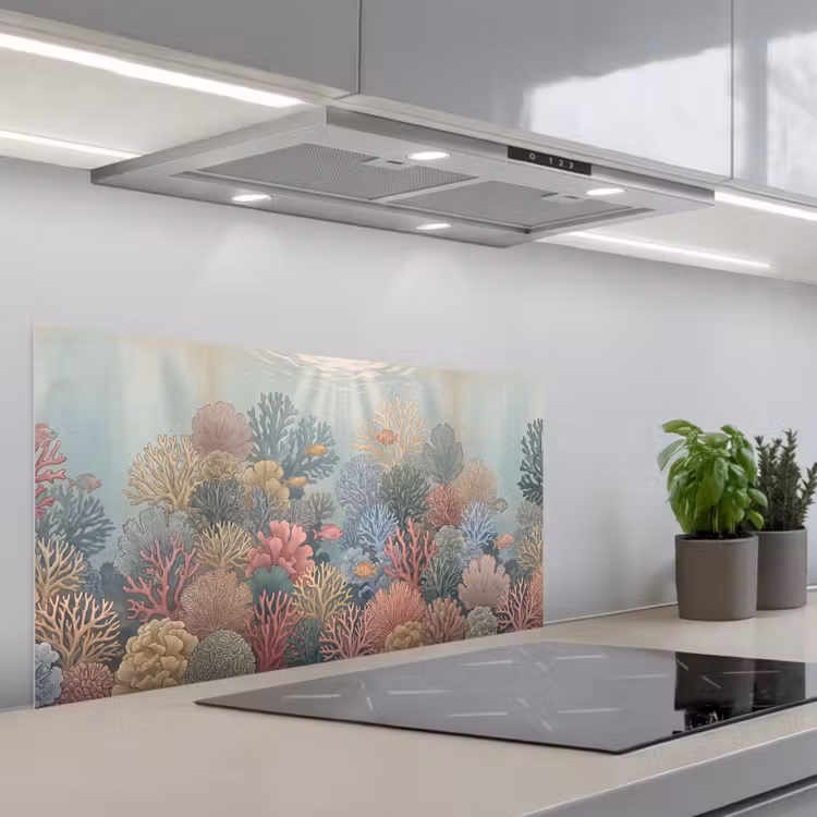 Zee - Koraal - Vis - Natuur - Kleurrijk keuken achterwand spatscherm middel -3d_schuin