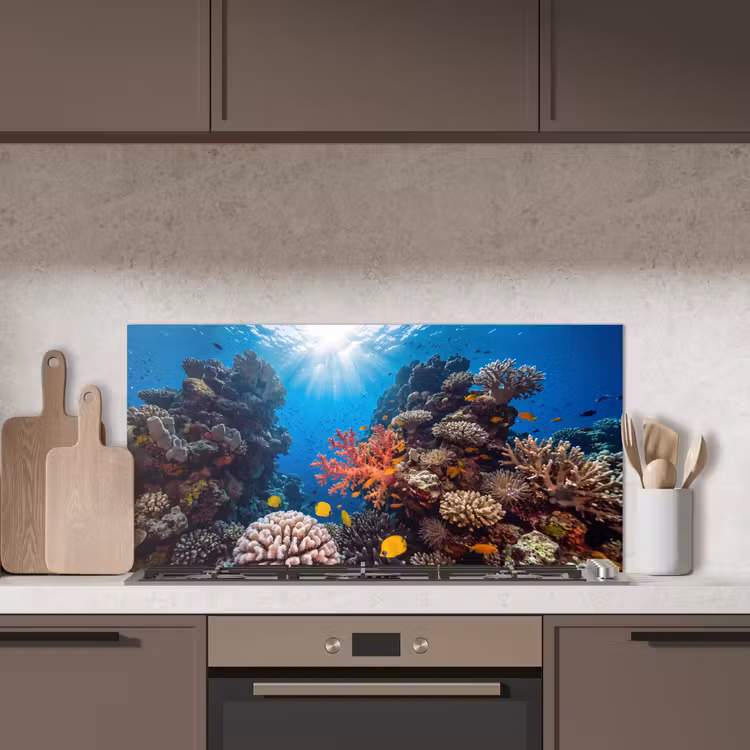 Zee - Koraalrif - Natuur - Levendig - Blauw keuken achterwand spatscherm middel -sfeer2