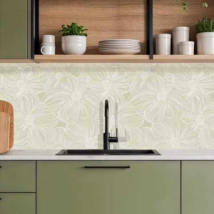 Sereen - Bloemen - Groen keuken achterwand 2 middel 871 -sfeer3
