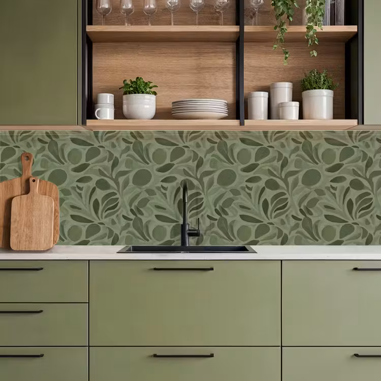 Sereen - Bladeren - Groen keuken achterwand 2 groot 857 -sfeer3