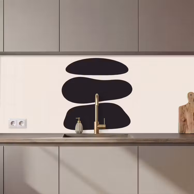 Kitchen Wall Splashback - Shapes - Organic - Black - Vormen - Organisch - Zwart keuken achterwand 2 middel zz_3dshopping
