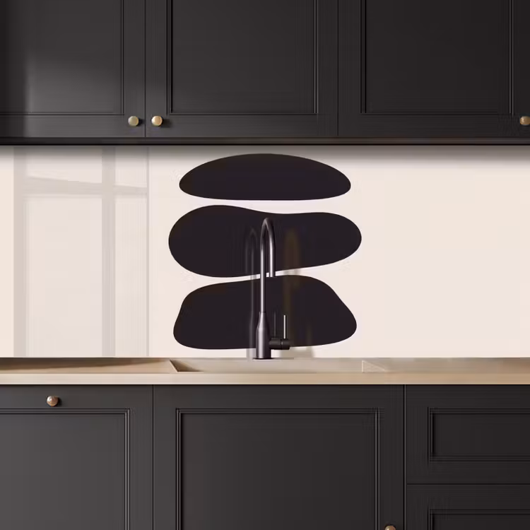 Kitchen Wall Splashback - Shapes - Organic - Black - Vormen - Organisch - Zwart keuken achterwand 2 middel
