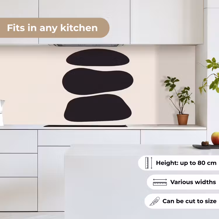 Kitchen Wall Splashback - Shapes - Organic - Black - Vormen - Organisch - Zwart keuken achterwand 2 middel