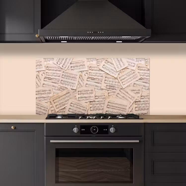 Bladmuziek - Oud - Noten - Vintage - Beige keuken achterwand spatscherm middel -sfeer1