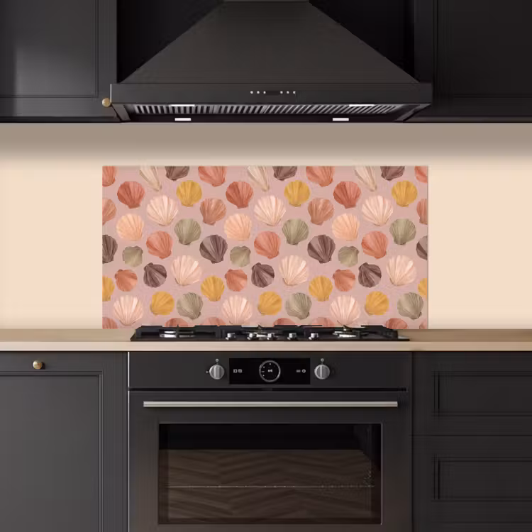 Schelp - Patroon - Zee - Aquarel - Aardetinten keuken achterwand spatscherm middel -sfeer1