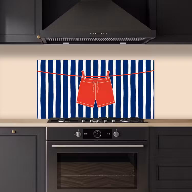 Shorts - Waslijn - Zomer - Illustratie - Rood keuken achterwand spatscherm middel -sfeer1