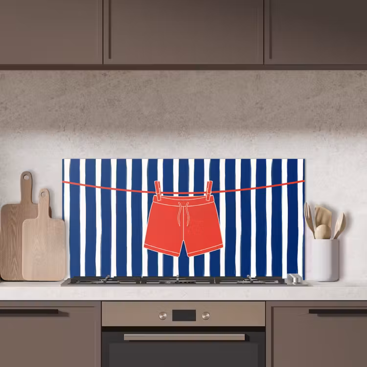 Shorts - Waslijn - Zomer - Illustratie - Rood keuken achterwand spatscherm middel -sfeer2
