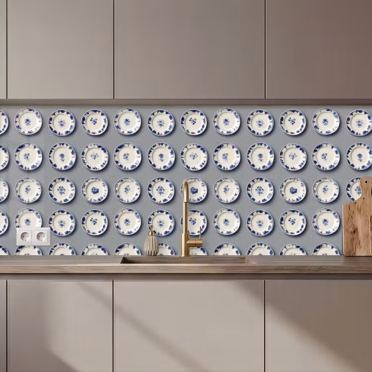 Borden - Bloemen - Blauw - Wit keuken achterwand 2 middel 871 zz_3dshopping