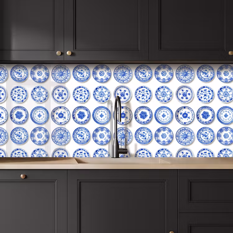 Borden - Bloemen - Patroon - Blauw keuken achterwand 2 middel 871 -sfeer1