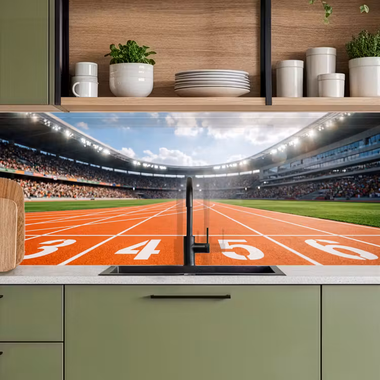 Sintelbaan - Stadion - Sport -Oranje keuken achterwand 2 middel -sfeer3